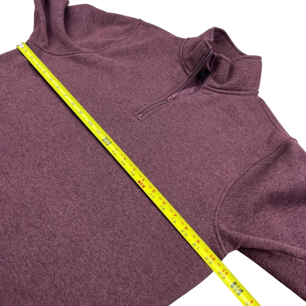 J Crew Authentic Fleece Sweater‎ Mens Large Eggplant Purple Quarter Zip Pullover
